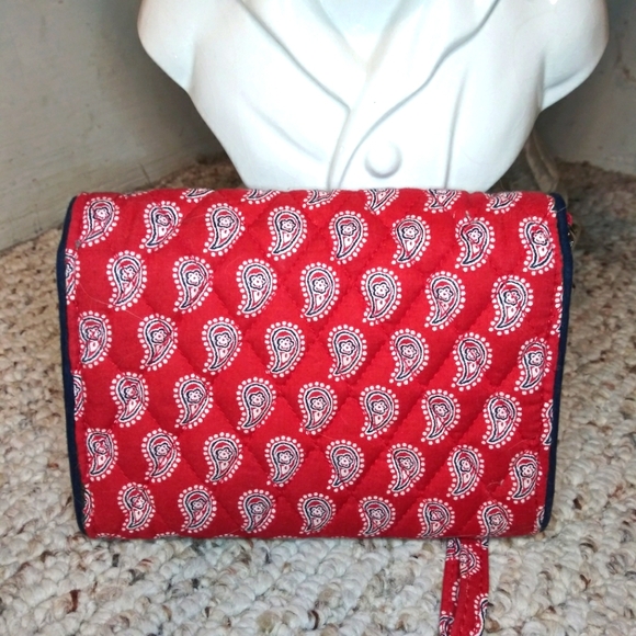 Vintage Vera Bradley Red, White & Navy Bandana Print Petite Turnlock Wallet - Picture 6 of 10